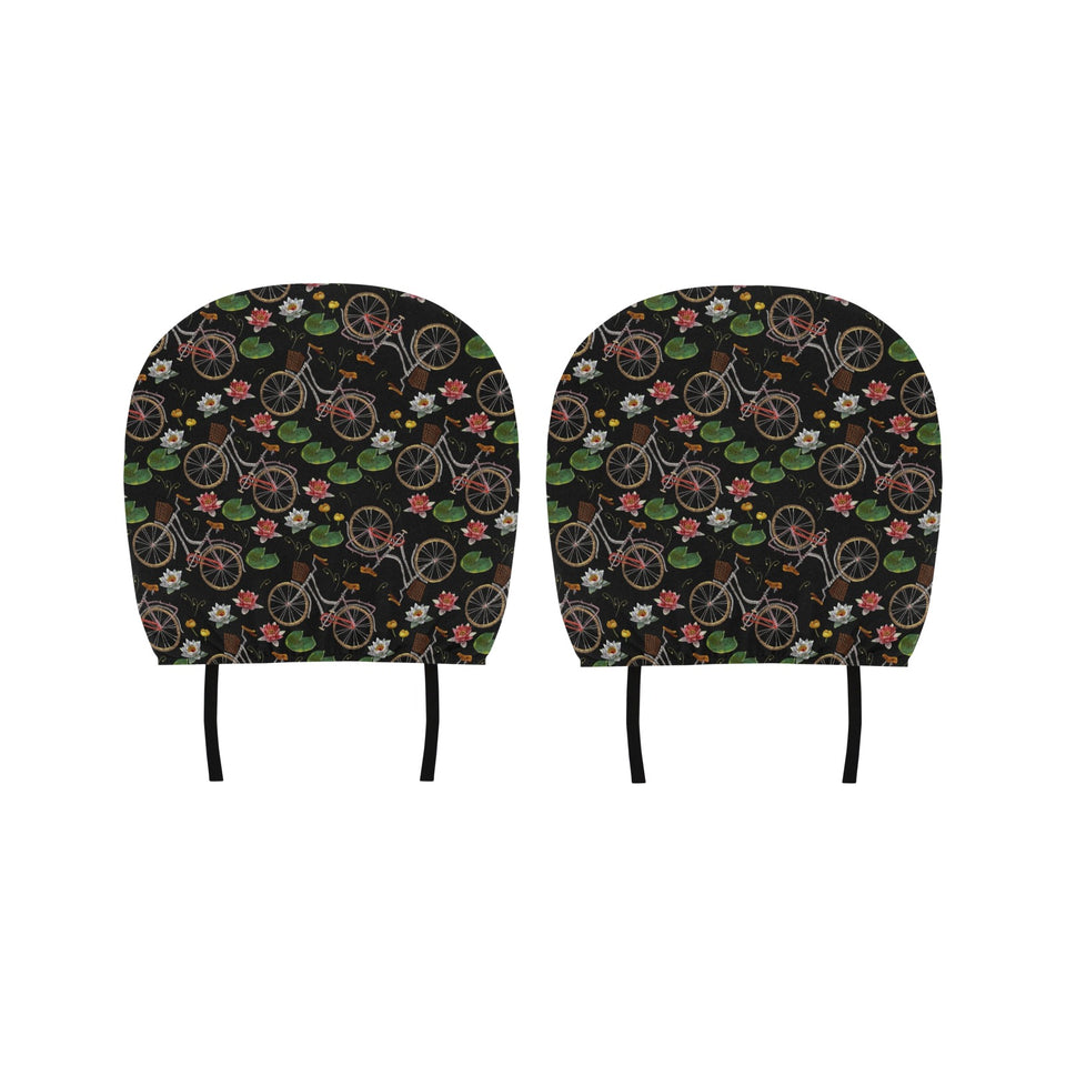 Bicycle Pattern Print Design 03 Car Headrest Cover