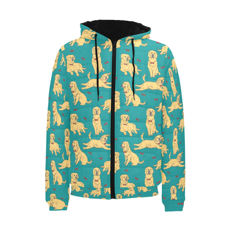 Golden Retriever Pattern Print Design 05 Men's Padded Hooded Jacket(ModelH42)