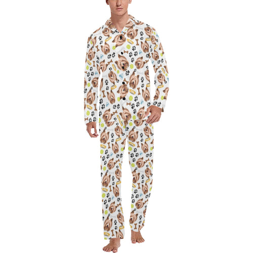 Yorkshire Terrier Pattern Print Design 05 Men's Long Pajama Set