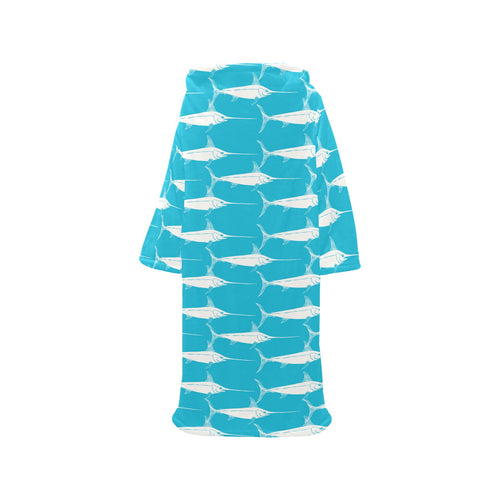 Swordfish Pattern Print Design 02 Blanket Robe with Sleeves