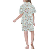 Teddy Bear Pattern Print Design 02 Kids' Boys' Girls' V-Neck Short Pajama Set