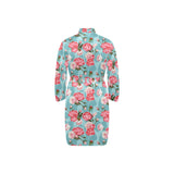 Rose Pattern Print Design 03 Men's Long Sleeve Belted Night Robe