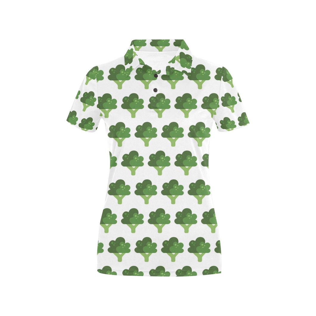 Broccoli Pattern Women's All Over Print Polo Shirt