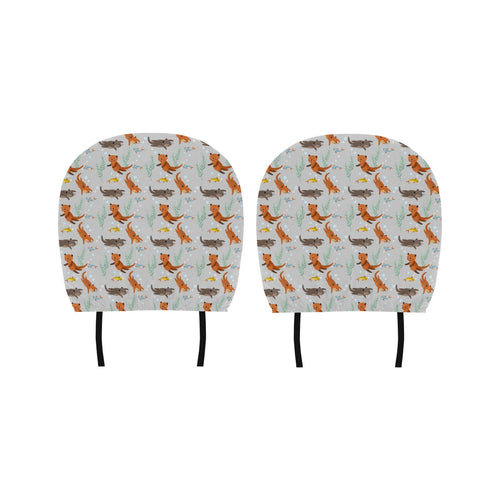 Swimming Fish Otter Pattern Car Headrest Cover