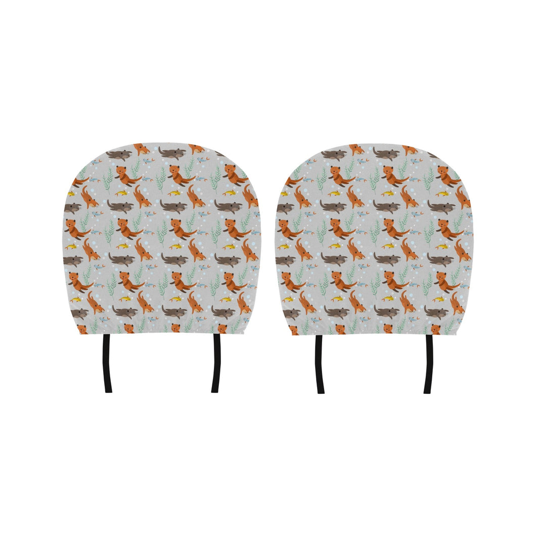 Swimming Fish Otter Pattern Car Headrest Cover