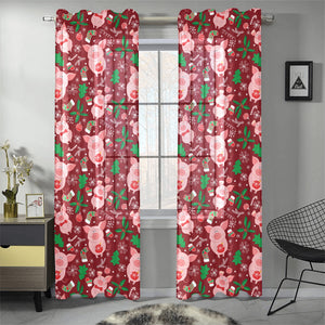 Pig Pattern Print Design 01 Gauze Curtain