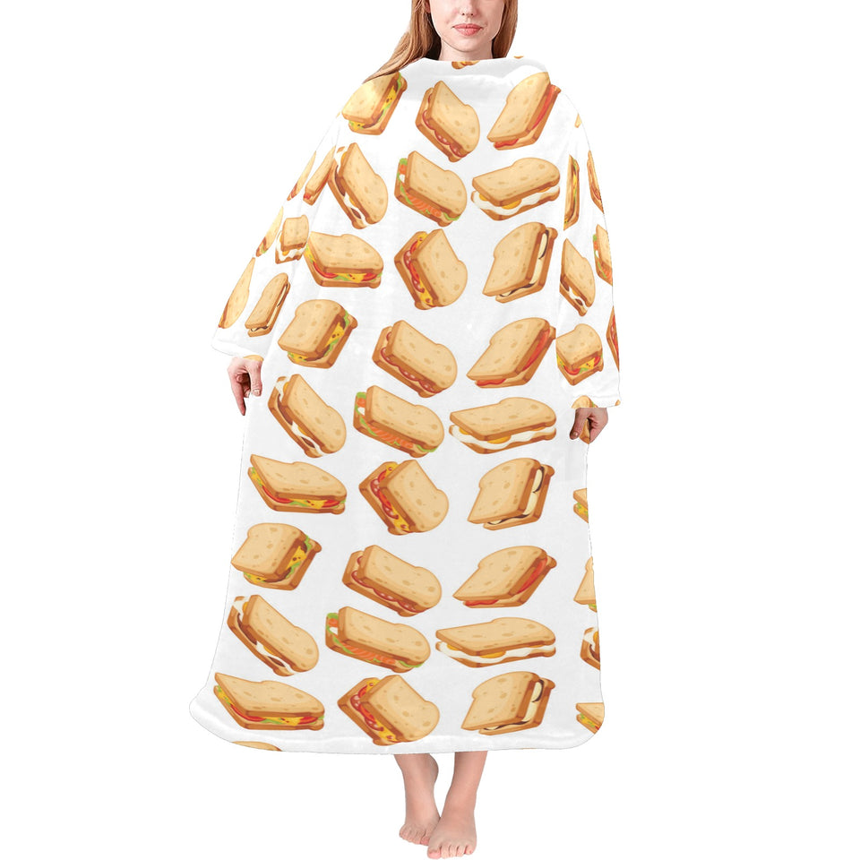 Sandwich Pattern Print Design 01 Blanket Robe with Sleeves