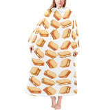 Sandwich Pattern Print Design 01 Blanket Robe with Sleeves