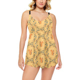 Squirrel Pattern Print Design 01 Chest Sexy Pleated Two Piece Swim Dress