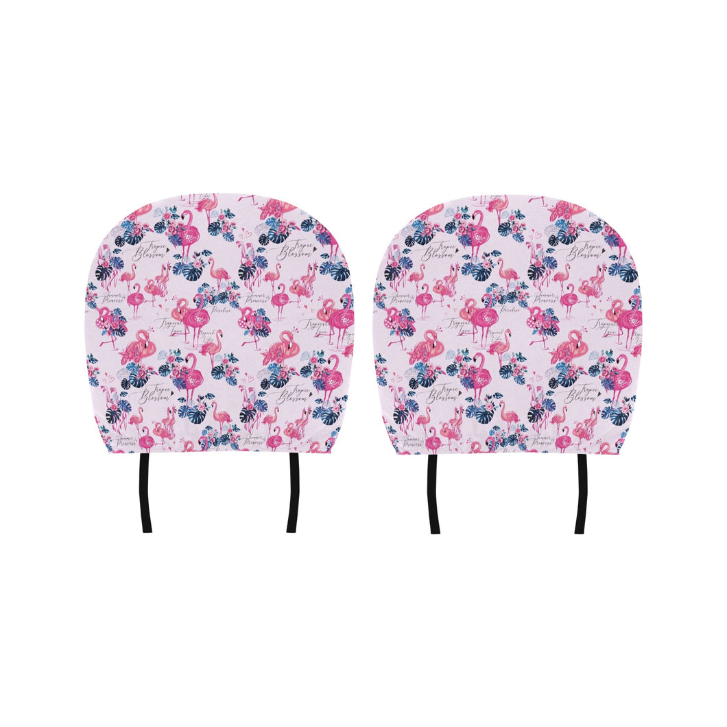 Flamingo Pink Pattern Car Headrest Cover