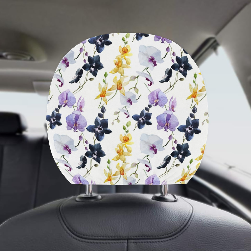 Orchid Pattern Background Car Headrest Cover