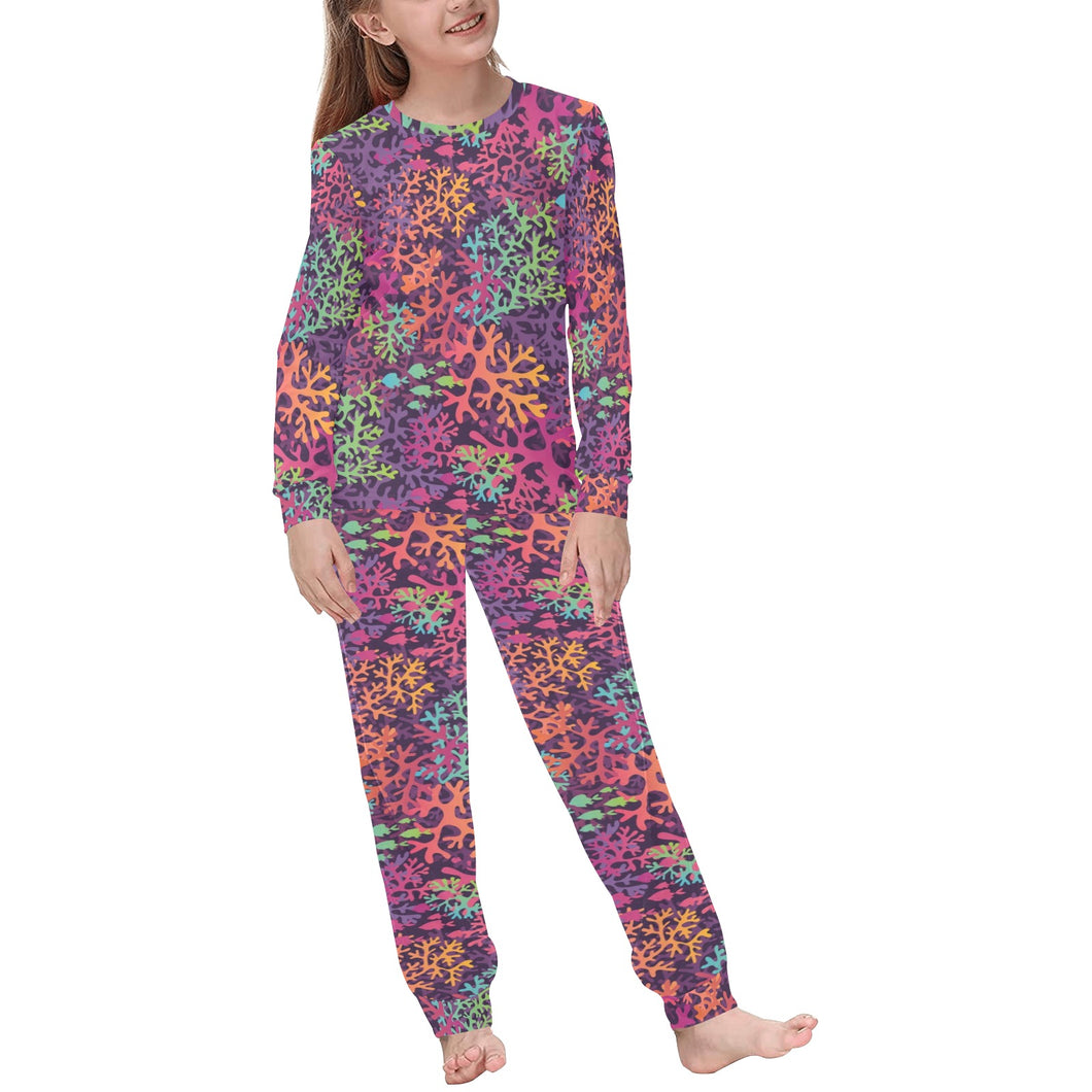 Coral Reef Pattern Print Design 03 Kids' Boys' Girls' All Over Print Pajama Set