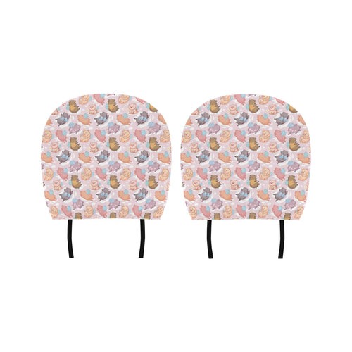 Pig Pattern Print Design 02 Car Headrest Cover