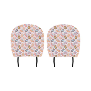 Pig Pattern Print Design 02 Car Headrest Cover