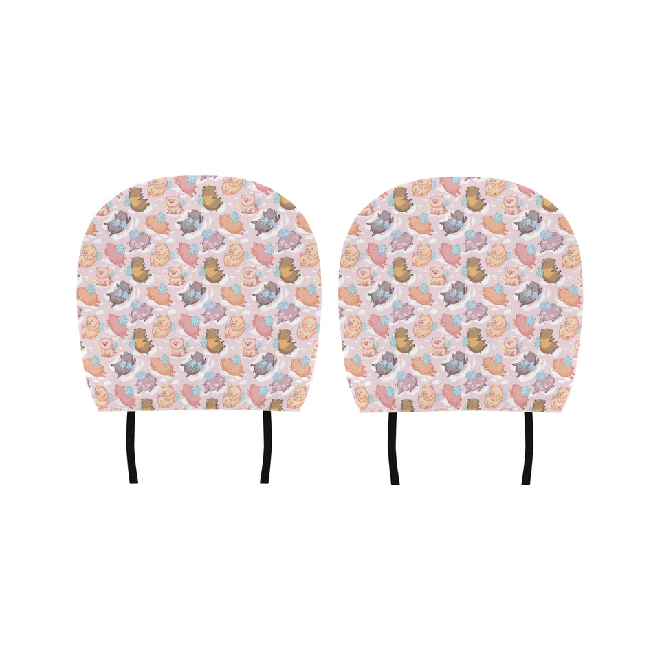 Pig Pattern Print Design 02 Car Headrest Cover