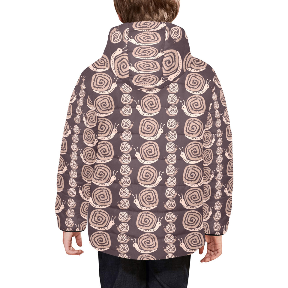 Snail Pattern Print Design 03 Kids' Boys' Girls' Padded Hooded Jacket