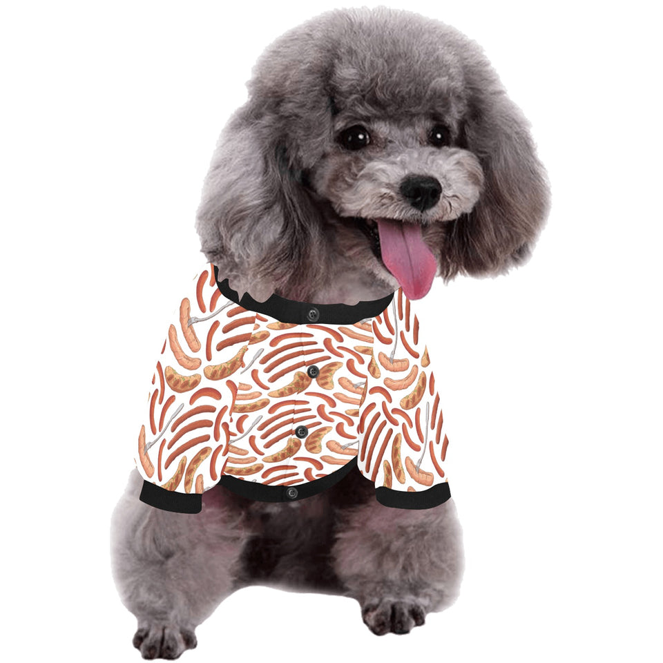 Sausage Pattern Print Design 05 All Over Print Pet Dog Round Neck Fuzzy Shirt