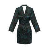 Stingray Pattern Print Design 02 Women's Long Sleeve Belted Night Robe