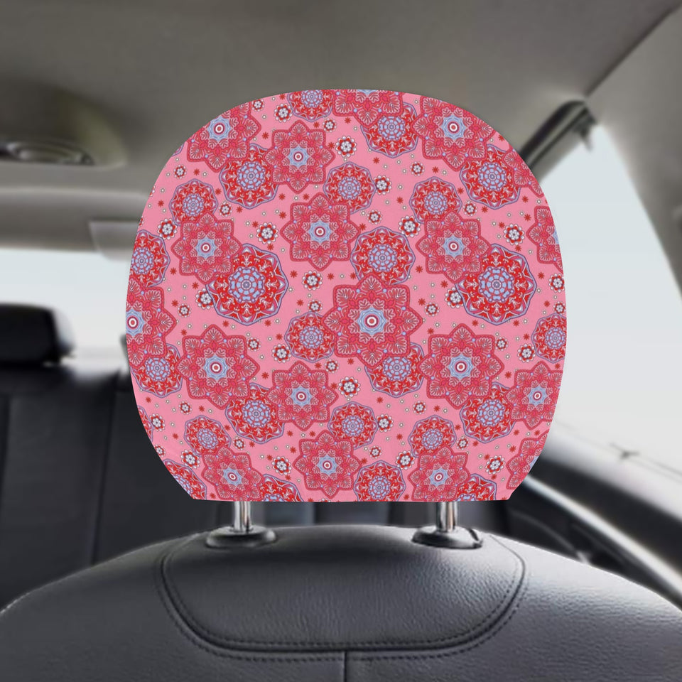 Indian Pink Pattern Car Headrest Cover