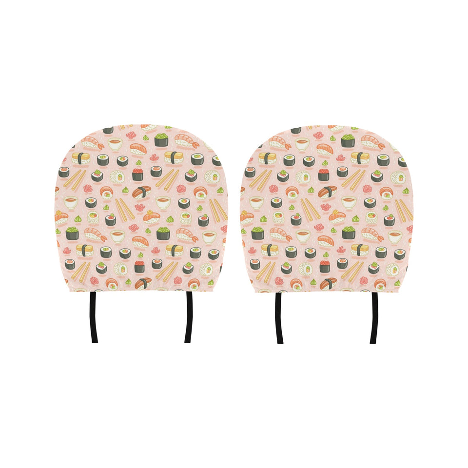 Sushi Pattern Background Car Headrest Cover