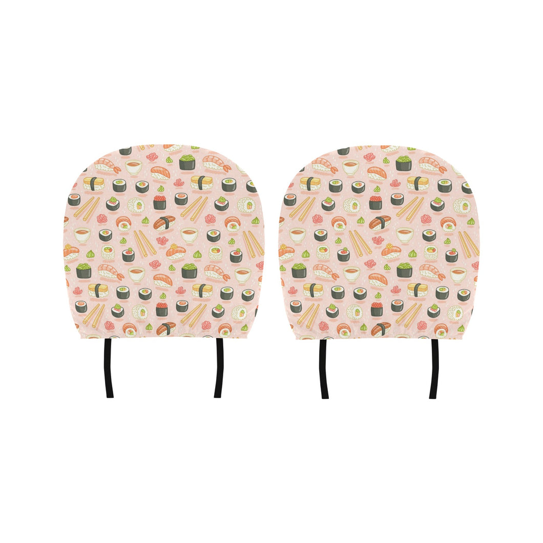 Sushi Pattern Background Car Headrest Cover