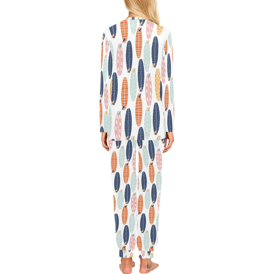 Surfboard Pattern Print Design 04 Women's All Over Print Pajama Set