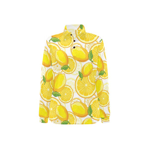 Lemon Pattern Background Women's Long Sleeve Polo Shirt