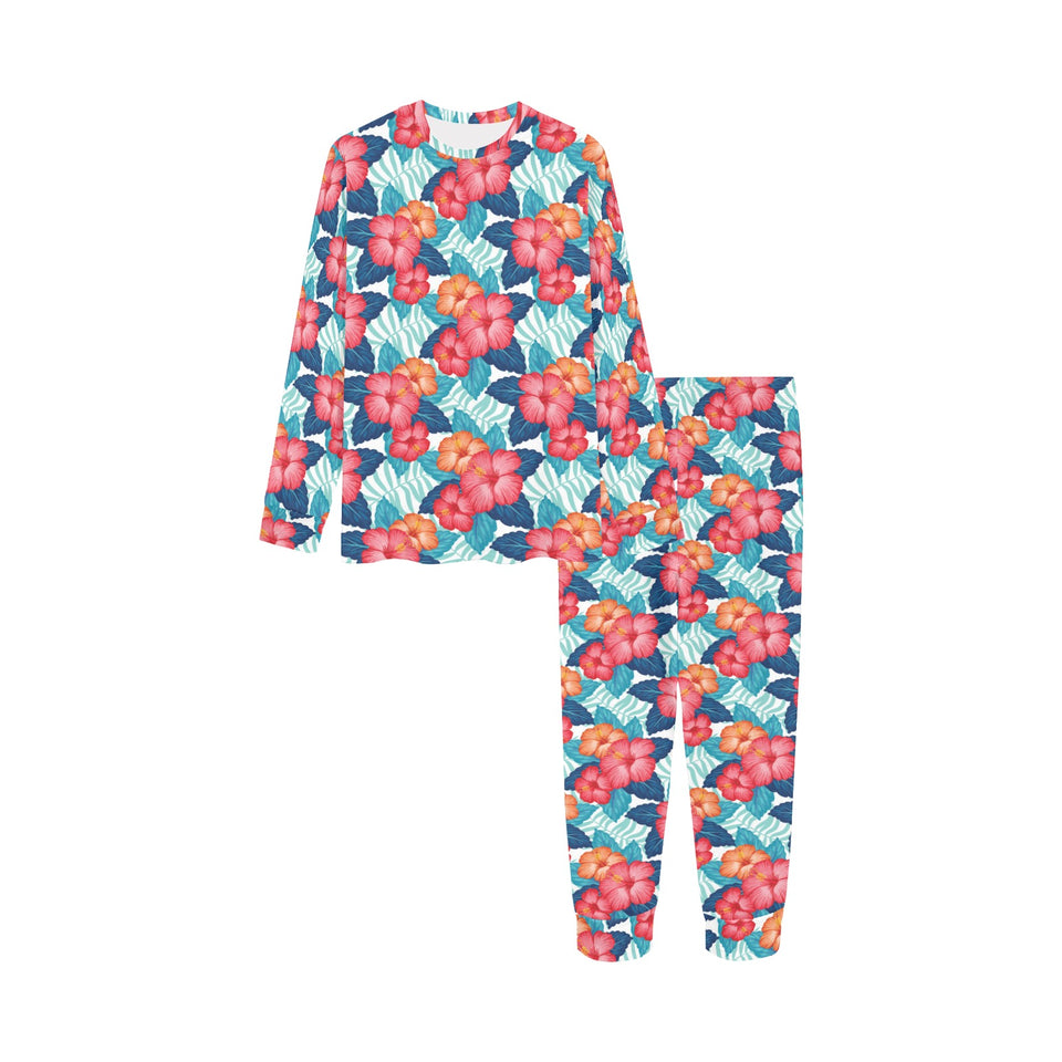 Hibiscus Pattern Print Design 05 Kids' Boys' Girls' All Over Print Pajama Set