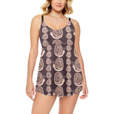 Snail Pattern Print Design 03 Chest Sexy Pleated Two Piece Swim Dress