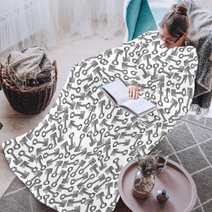 Engine Piston Pattern Print Design 01 Blanket Robe with Sleeves