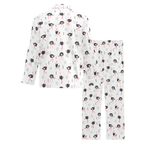 Ostrich Pattern Print Design 02 Men's Long Pajama Set