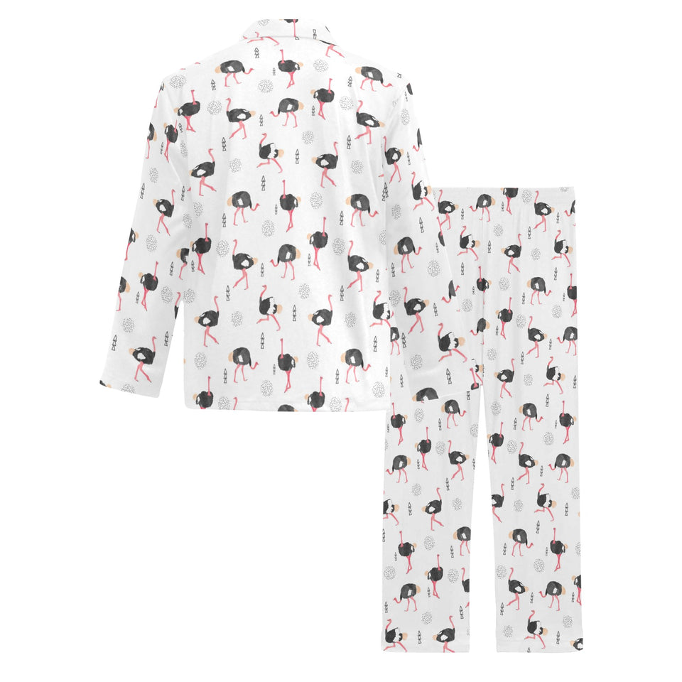 Ostrich Pattern Print Design 02 Men's Long Pajama Set