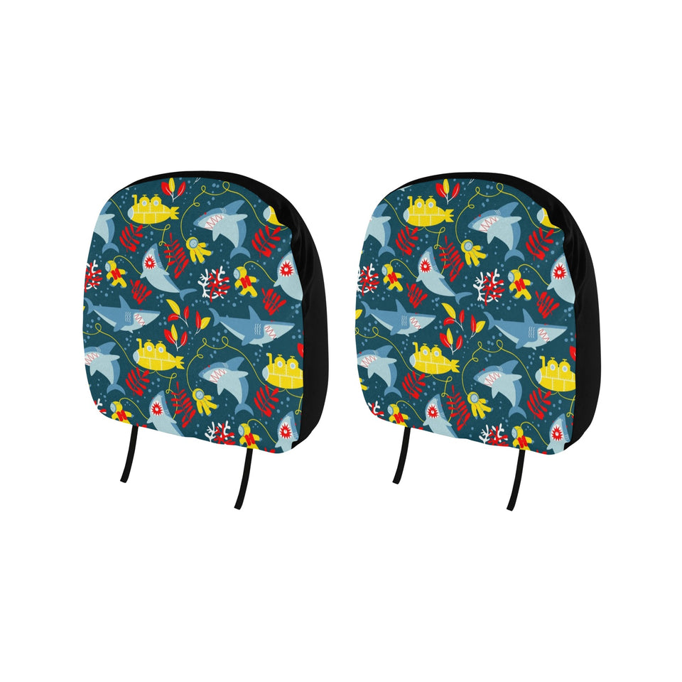 Shark Pattern Car Headrest Cover