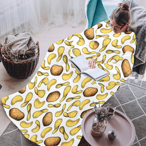 Potato Chips Pattern Print Design 01 Blanket Robe with Sleeves