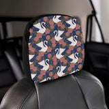 Swan Rose Pattern Car Headrest Cover