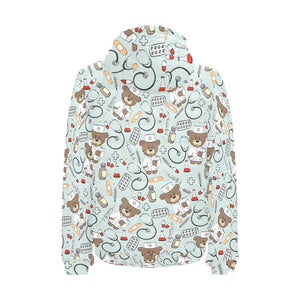 Teddy Bear Pattern Print Design 02 Men's Padded Hooded Jacket(ModelH42)