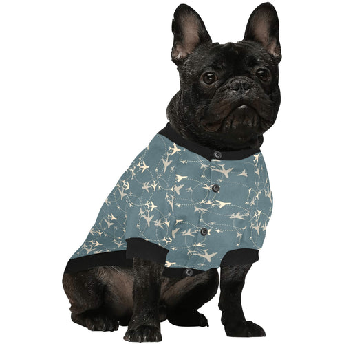 Airplane Circle Pattern All Over Print Pet Dog Round Neck Fuzzy Shirt