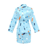 Surfboard Pattern Print Design 05 Women's Long Sleeve Belted Night Robe