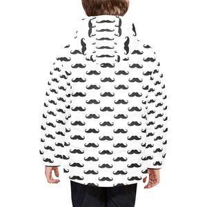 Mustache Beard Pattern Print Design 05 Kids' Boys' Girls' Padded Hooded Jacket