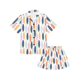 Surfboard Pattern Print Design 04 Kids' Boys' Girls' V-Neck Short Pajama Set