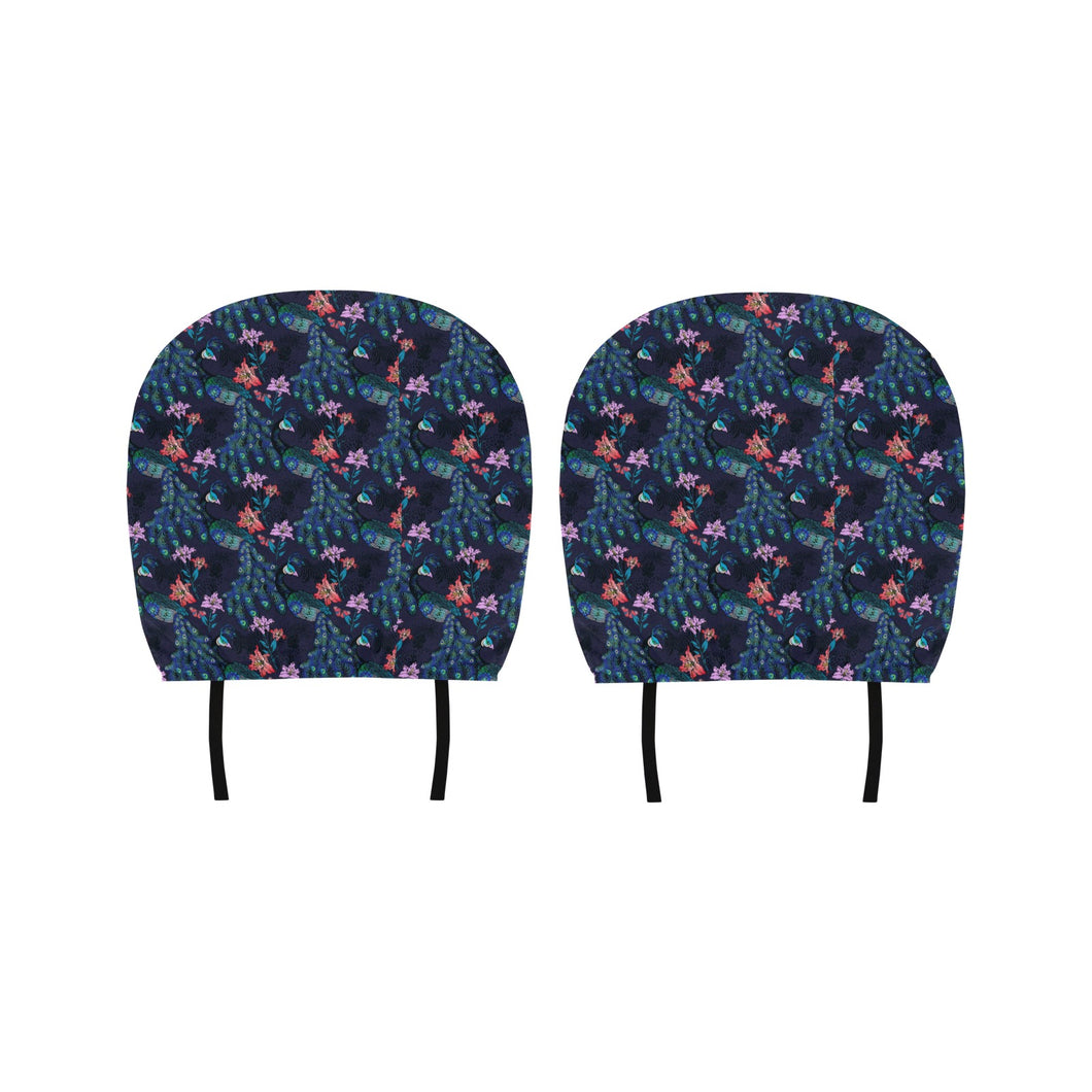 Peacock Feather Pattern Car Headrest Cover