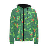 Green Peas Pattern Print Design 05 Men's Padded Hooded Jacket(ModelH42)