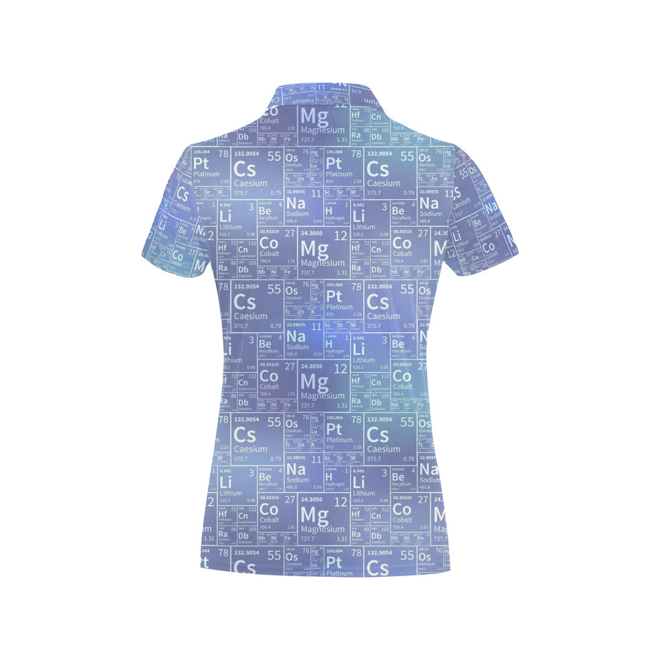 Chemistry Periodic Table Pattern Print Design 02 Women's All Over Print Polo Shirt