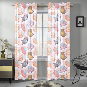 Pig Pattern Print Design 02 Gauze Curtain