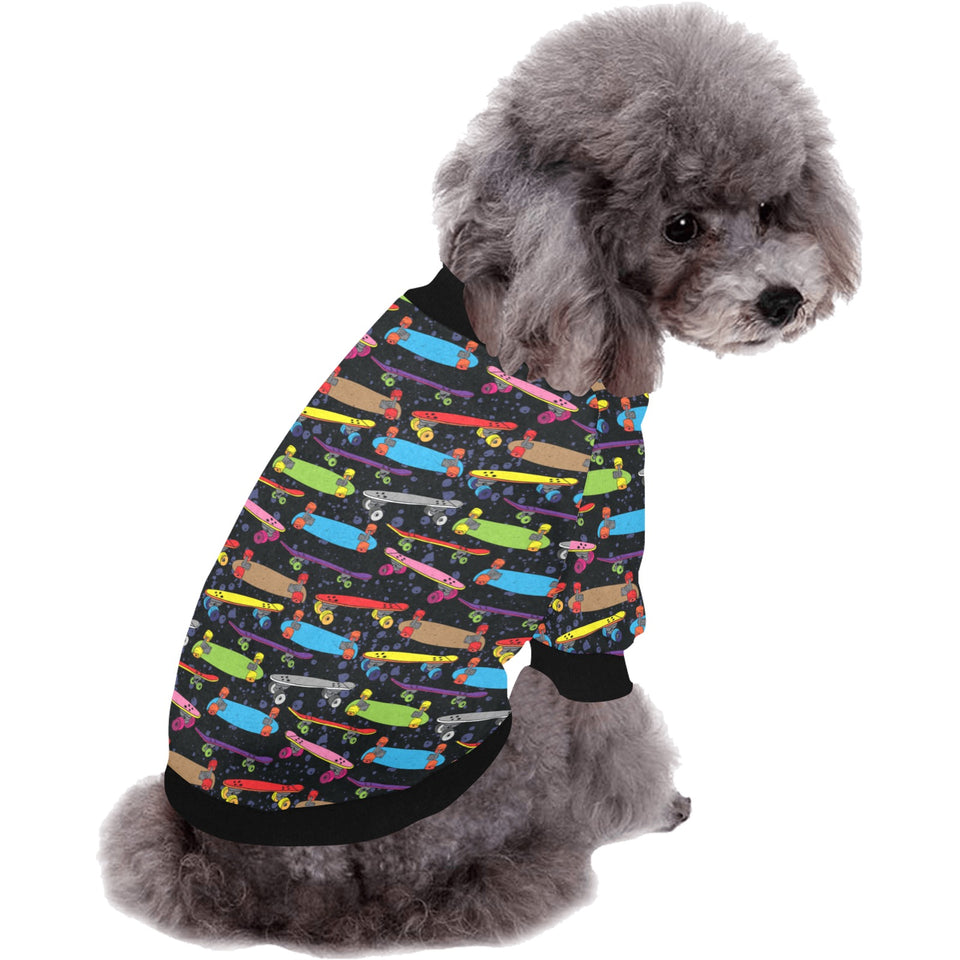 Skate Board Pattern Print Design 03 All Over Print Pet Dog Round Neck Fuzzy Shirt