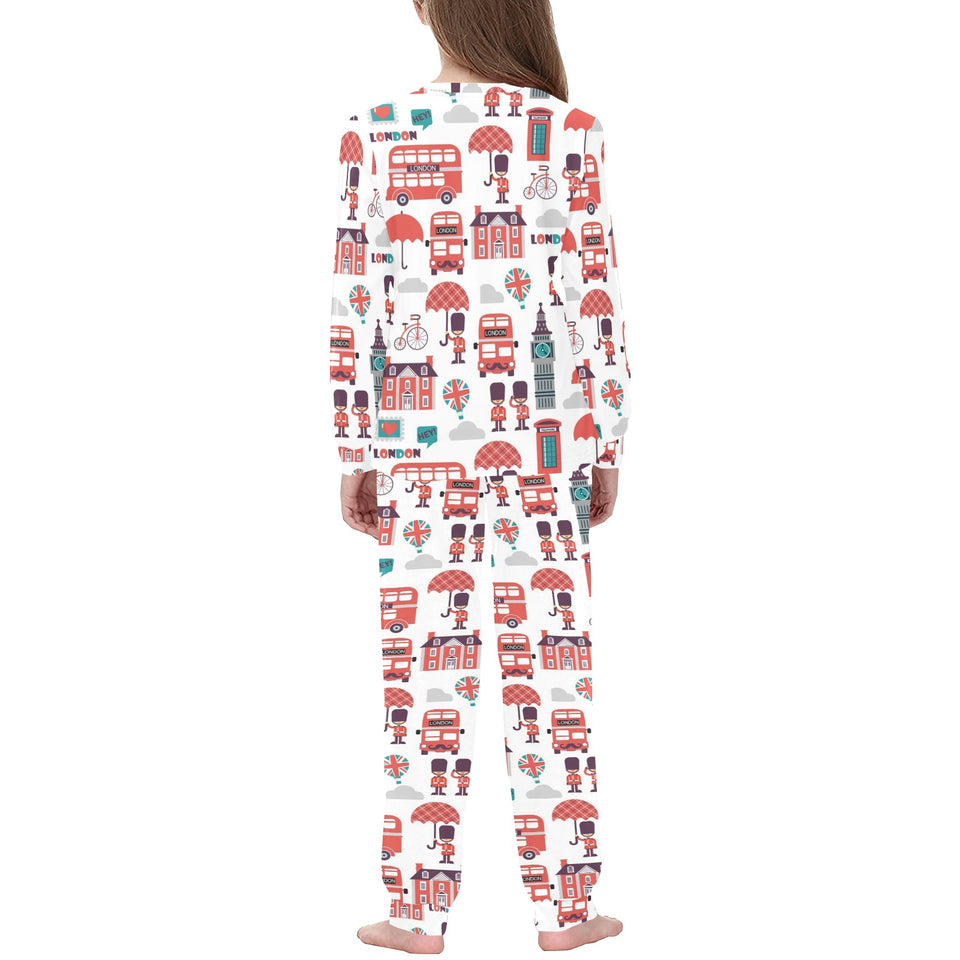 British Pattern Print Design 02 Kids' Boys' Girls' All Over Print Pajama Set