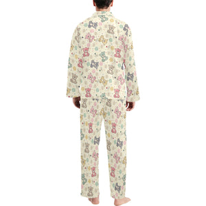 Teddy Bear Pattern Print Design 05 Men's Long Pajama Set