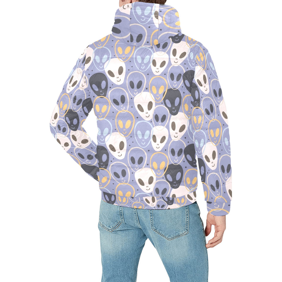 Alien Pattern Print Design 05 Men's Padded Hooded Jacket(ModelH42)