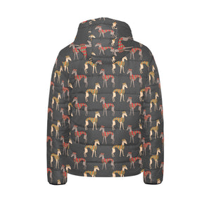 Greyhound Pattern Print Design 01 Kids' Boys' Girls' Padded Hooded Jacket