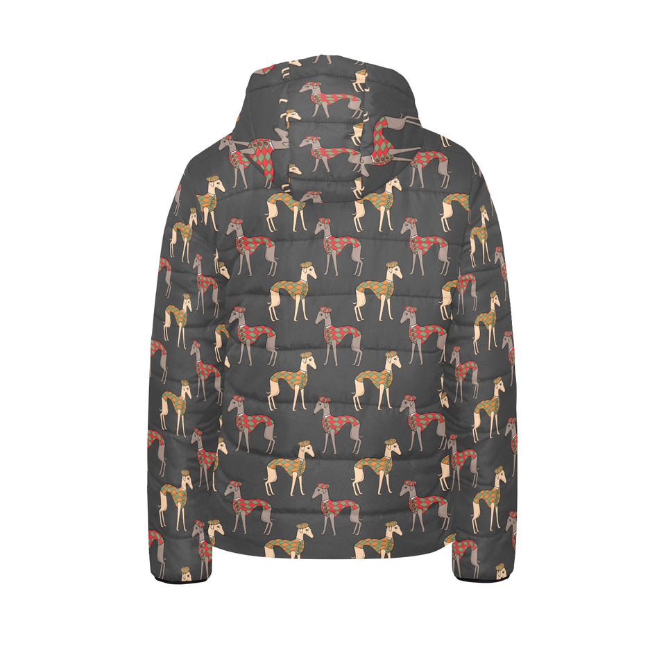 Greyhound Pattern Print Design 01 Kids' Boys' Girls' Padded Hooded Jacket